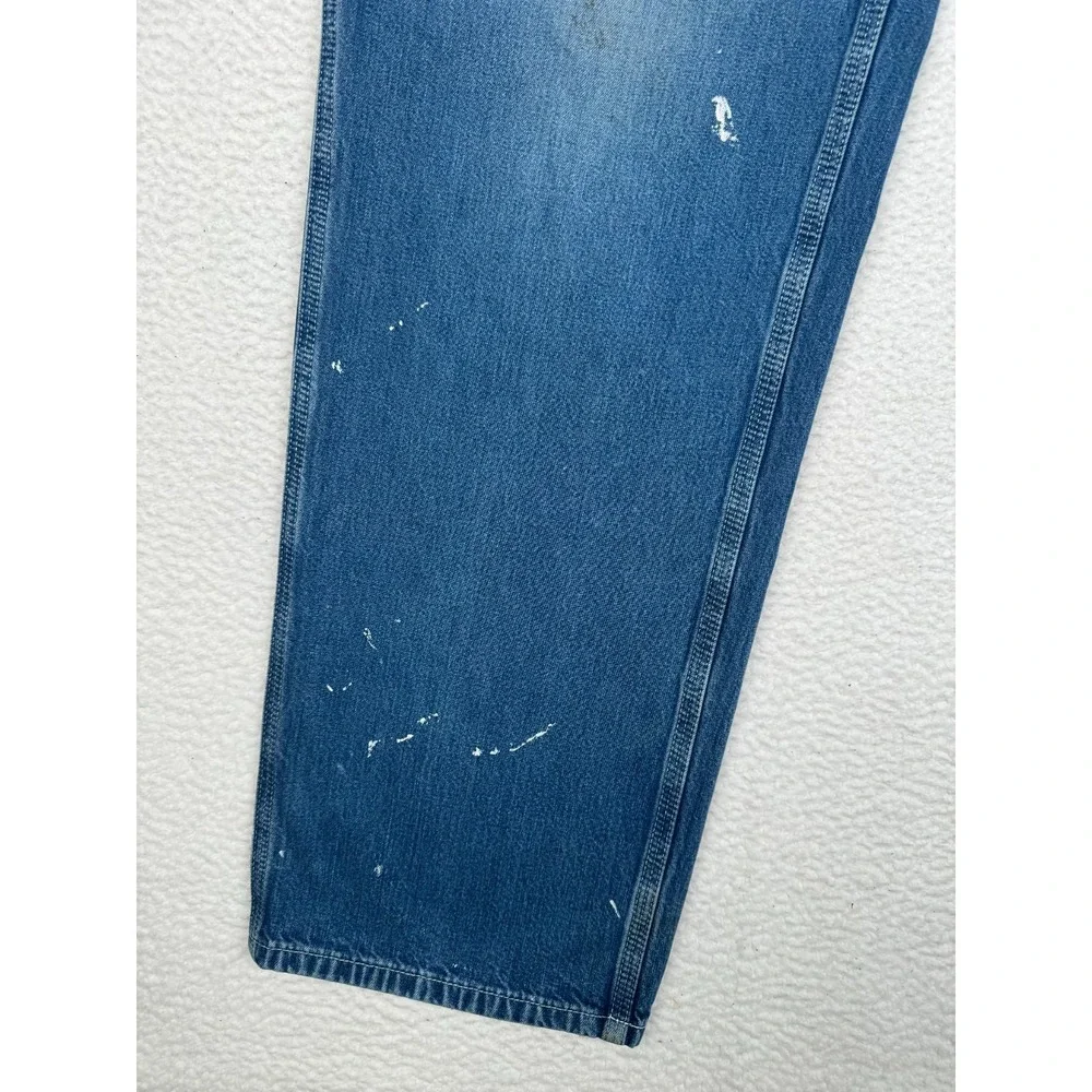 + Carhartt Straight Jeans Blue 40x34 Carpenter 382-83 Paint Distressed